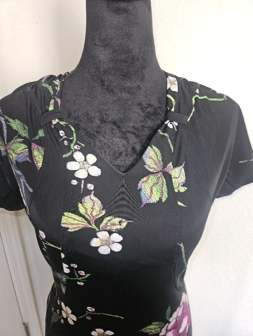 Roberto Cavalli Vintage Y2K Black Floral Mini Dress Size 44/ M
